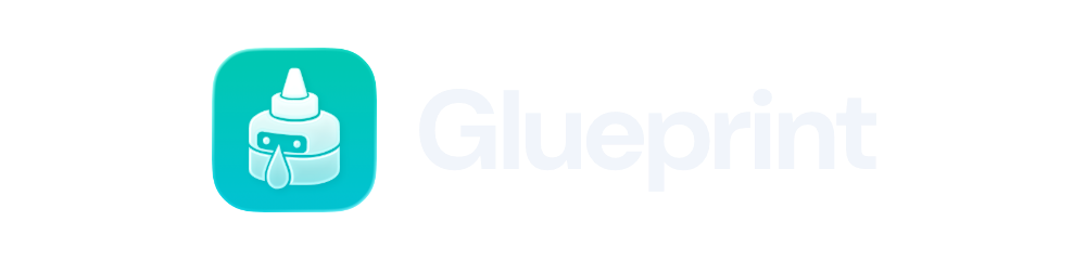 Glueprint wordmark — glue-bottle icon plus logotype