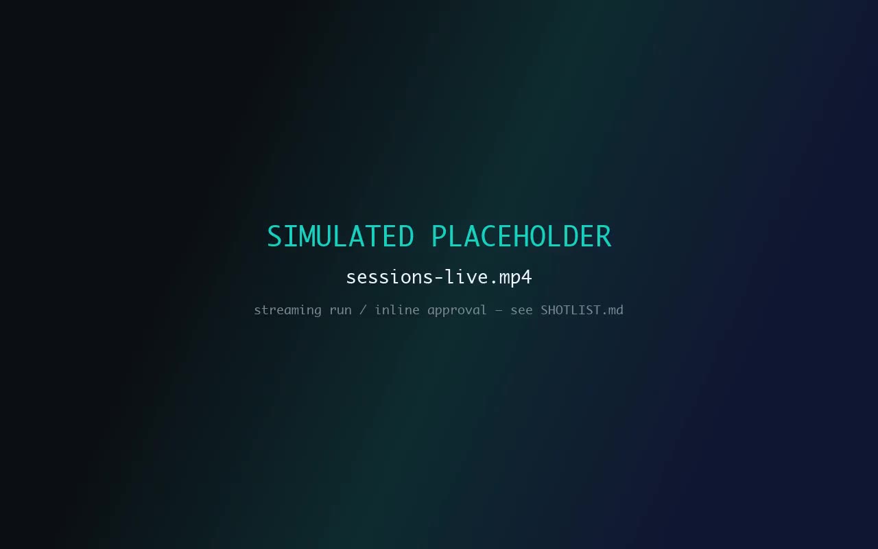 A live Glueprint agent session streaming output with an inline permission approval
